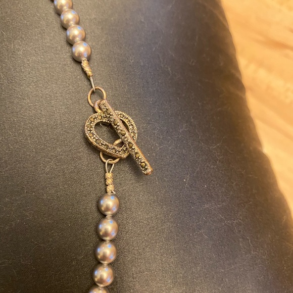 Handmade brand new faux gray pearls with hematite beads. Measures 24 inches. - Picture 4 of 5